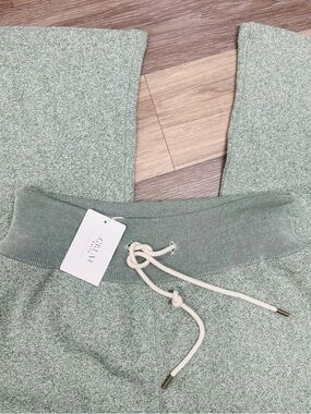 THE GREAT KNITS Relay Heathered Bright Pine Drawstring Knit Sweatpant Size 1 NWT